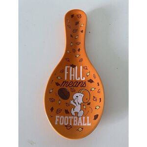 Peanuts Snoopy Fall Means Football Autumn Leaves Spoon Rest Ceramic NEW